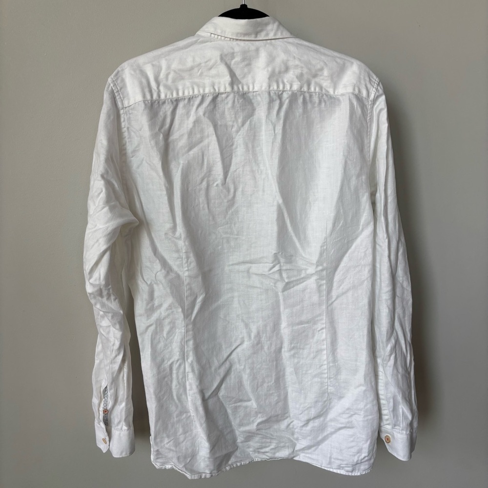 Ted Baker White Linen & Cotton Button Down Shirt Size 5/XL - Picture 11 of 11